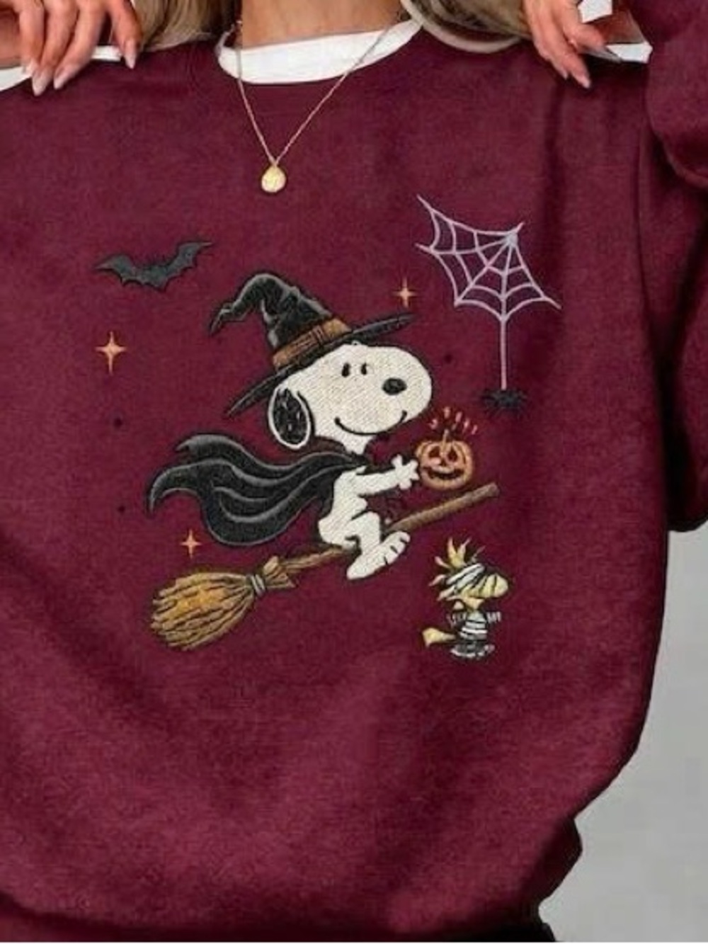 Maroon sn00p Halloween Graphic Sweatshirt - Women's Cozy Pullover - Picture 2 of 3